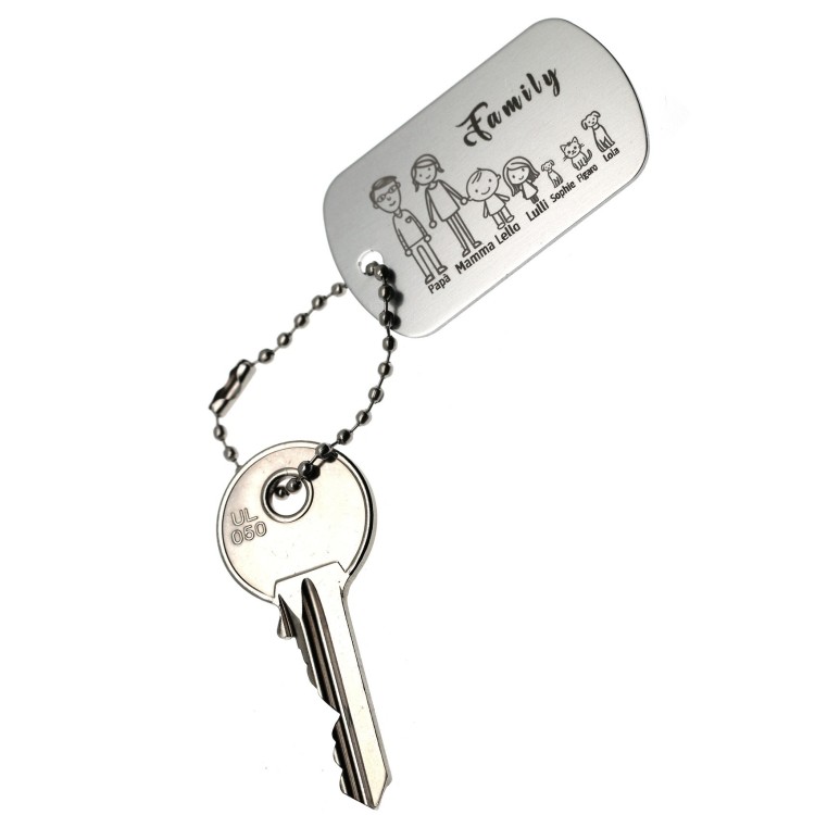 NSA|portachiavi personalizzato famiglia silver regalo mamma papà incisione figure nomi
