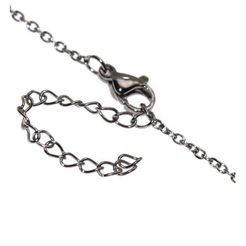 NSA|steel necklace with small antiqued silver arabesque heart pendant for women