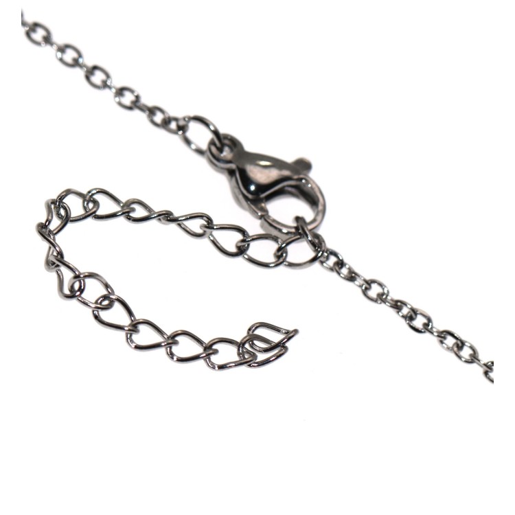 NSA|steel necklace with small antiqued silver arabesque heart pendant for women