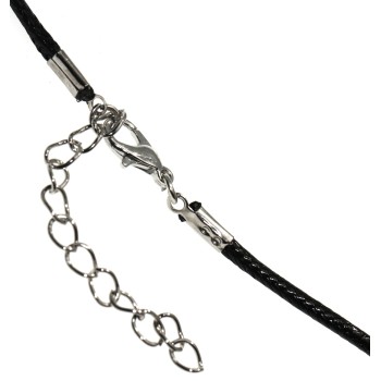 NonSoloArgenti |collana cordino cerato con piccolo ciondolo argento anticato pesce Jesus uomo donna bambino