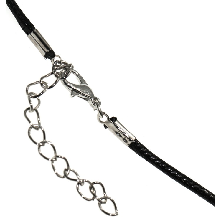 NonSoloArgenti |collana cordino cerato con piccolo ciondolo argento anticato pesce Jesus uomo donna bambino