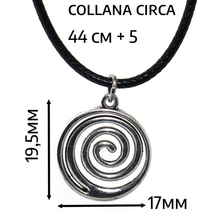 NonSoloArgenti |collana cordino cerato con ciondolo argentato anticato spirale infinito uomo donna