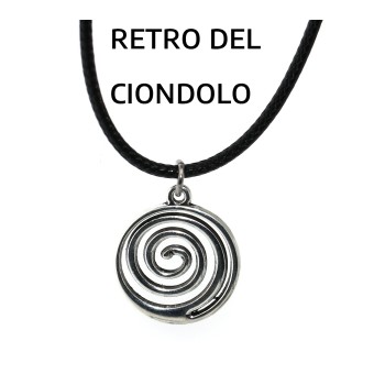 NonSoloArgenti |collana cordino cerato con ciondolo argentato anticato spirale infinito uomo donna