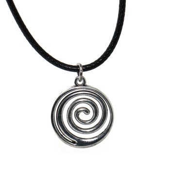 NSA|costume jewellery: waxed cord necklace with antiqued silver pendant infinity spiral for men and women