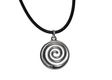 NonSoloArgenti |collana cordino cerato con ciondolo argentato anticato spirale infinito uomo donna