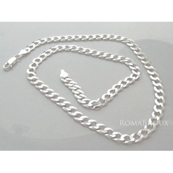 NSA|ARGENTO 925 : Collana e Bracciale uomo catena grumetta 6,5 mm massiccia piena diamantata