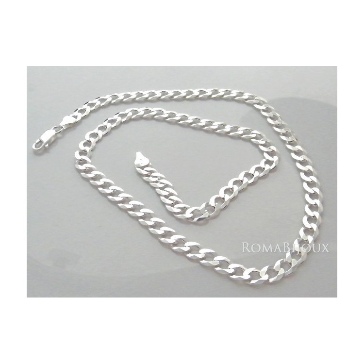 NSA|ARGENTO 925 : Collana e Bracciale uomo catena grumetta 6,5 mm massiccia piena diamantata