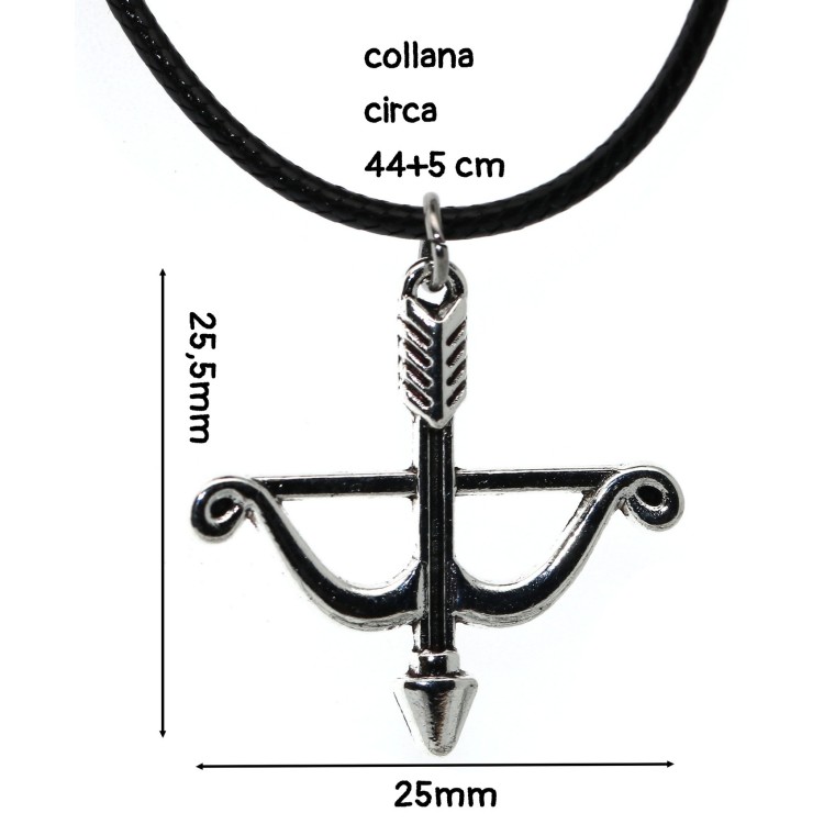 NSA|bigiotteria: collana cordino cerato con ciondolo argentato anticato arco freccia cupido amore