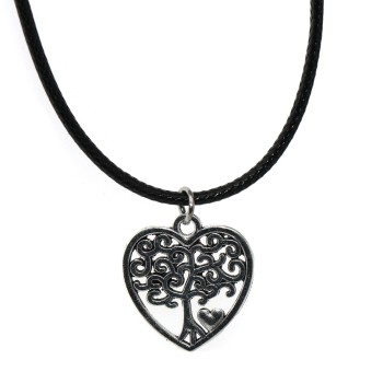 NSA|antiqued silver pendant heart tree of life with steel necklace or cord