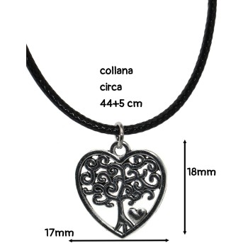 NSA|antiqued silver pendant heart tree of life with steel necklace or cord