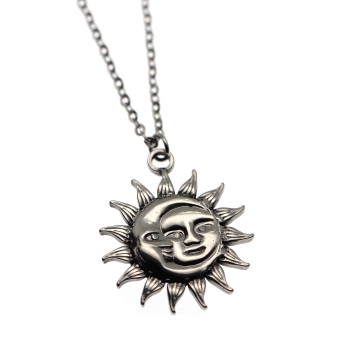 NSA|all steel necklace with moon and sun pendant