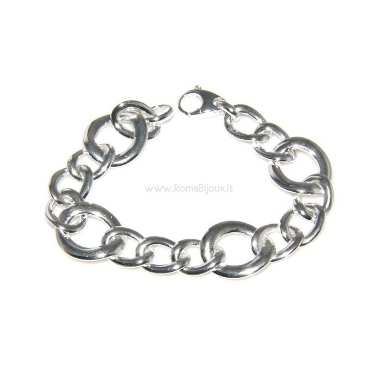NSA|Woman bracelet in 925 sterling silver with rhodium not oval large measure 17,00 cm