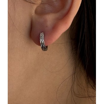 NSA|single earring 925 silver diamond 2 rows snap man