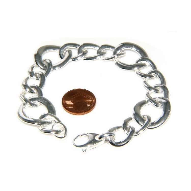 NSA|Woman bracelet in 925 sterling silver with rhodium not oval large measure 17,00 cm