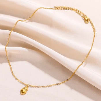 NSA|sacred heart necklace all in steel plated yellow gold woman