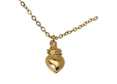 NSA|collana sacro cuore tutta in acciaio placcata oro giallo donna