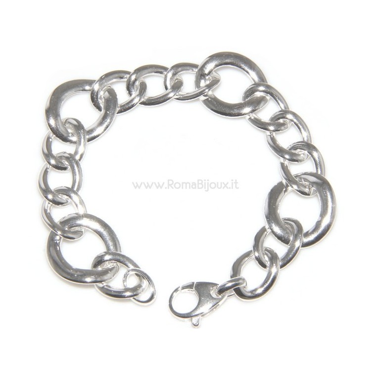 NSA|Woman bracelet in 925 sterling silver with rhodium not oval large measure 17,00 cm