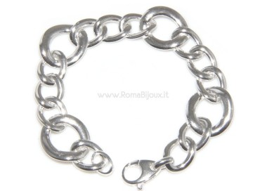 NSA|Woman bracelet in 925 sterling silver with rhodium not oval large measure 17,00 cm