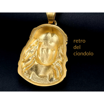NonSoloArgenti |steel necklace face of jesus large plated yellow gold man