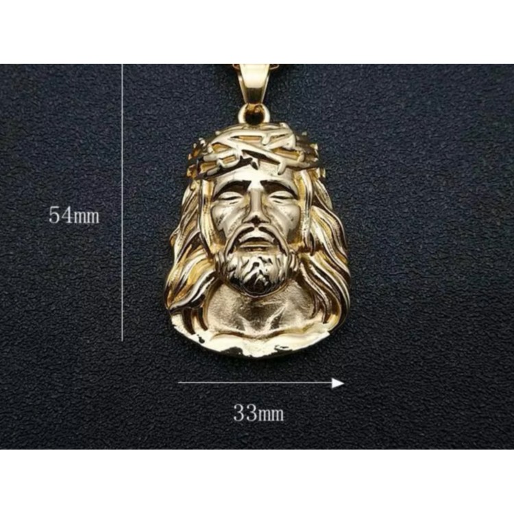 NonSoloArgenti |steel necklace face of jesus large plated yellow gold man