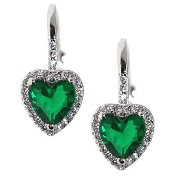 NonSoloArgenti|Argento 925 : orecchini monachella zircone cuore verde smeraldo e bianco donna marca NALBORI