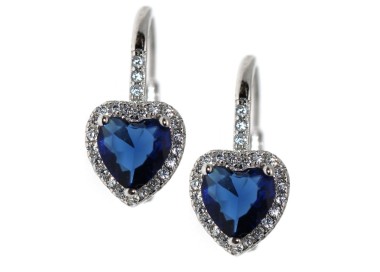 NonSoloArgenti|Argento 925 : orecchini monachella zircone cuore blu zaffiro e bianco donna marca NALBORI