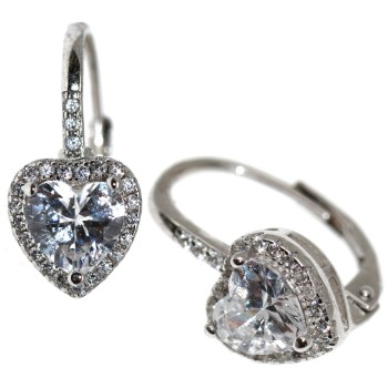 NonSoloArgenti|Argento 925 : orecchini monachella zircone cuore bianco brillante  donna marca Nalbori