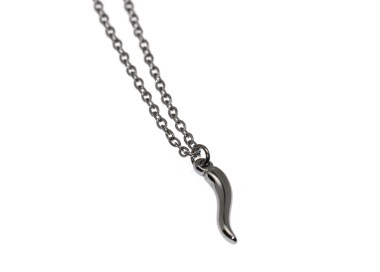 NonSoloArgenti |All steel hypoallergenic necklace with silver silver horn man woman