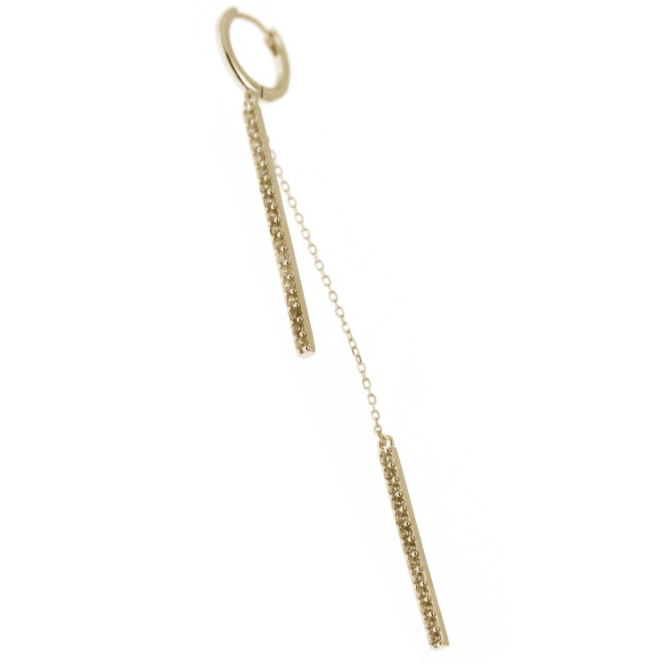 NonSoloArgenti|lungo orecchino argento 925 barrette zirconi e catenelle placcati oro giallo