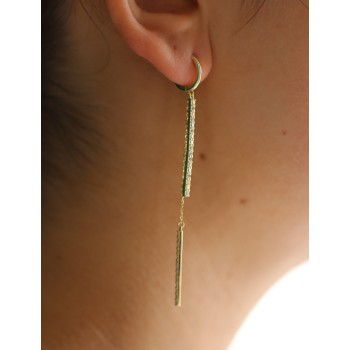 NonSoloArgenti|lungo orecchino argento 925 barrette zirconi e catenelle placcati oro giallo