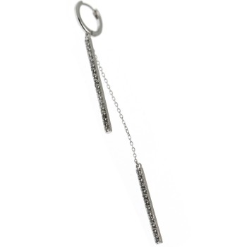 NonSoloArgenti|long earring 925 silver bars zirconia and chains rhodium-plated white gold effect