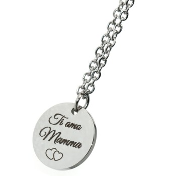 NonSoloArgenti |collana acciaio cerchio incisione personalizzata mm15 donna