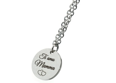 NonSoloArgenti |collana acciaio cerchio incisione personalizzata mm15 donna