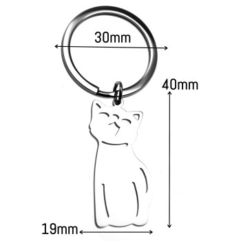 NonSoloArgenti |keychain cat kitten steel with feline name free engraving