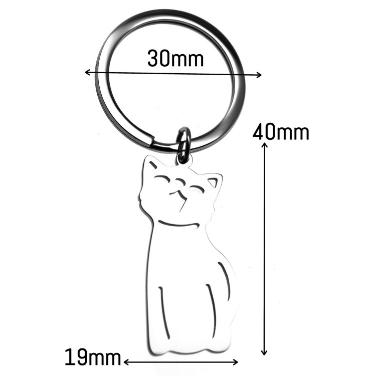 NonSoloArgenti |keychain cat kitten steel with feline name free engraving