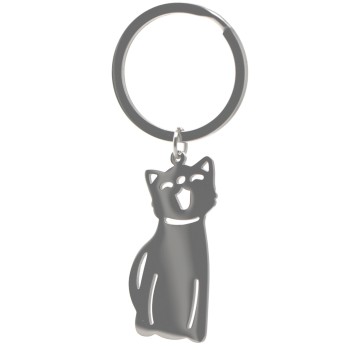 NonSoloArgenti |keychain cat kitten steel with feline name free engraving