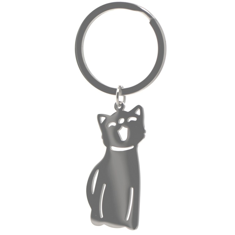 NonSoloArgenti |keychain cat kitten steel with feline name free engraving