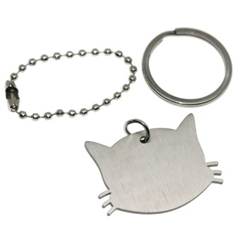NonSoloArgenti |complete kit keychain and pendant cat kitten steel with engraving