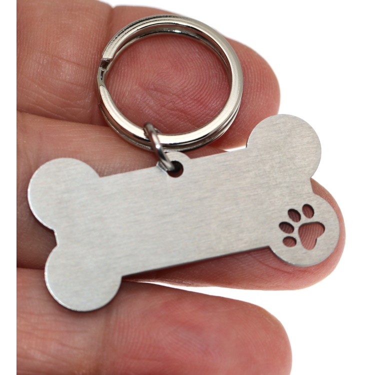 NonSoloArgenti |complete keychain and pendant kit dog bone steel with engraving