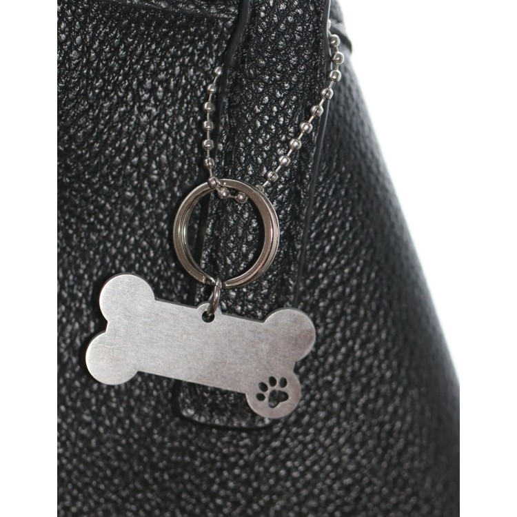 NonSoloArgenti |complete keychain and pendant kit dog bone steel with engraving