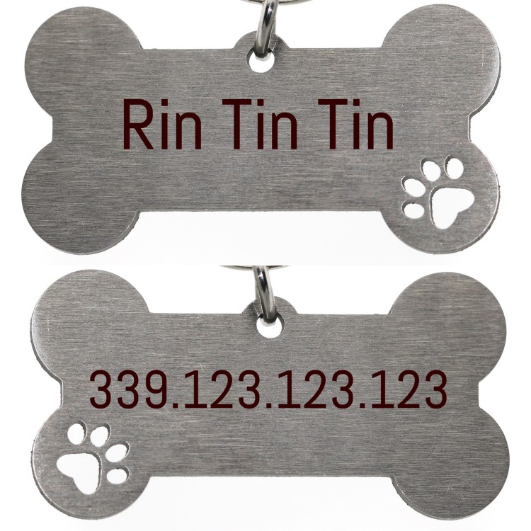 NonSoloArgenti |complete keychain and pendant kit dog bone steel with engraving