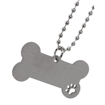 NonSoloArgenti |complete keychain and pendant kit dog bone steel with engraving