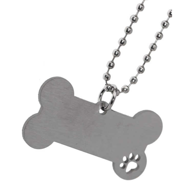 NonSoloArgenti |complete keychain and pendant kit dog bone steel with engraving