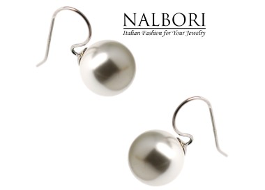 NonSoloArgenti|orecchini tutto argento 925 ad amo con perla grande 14mm per donna