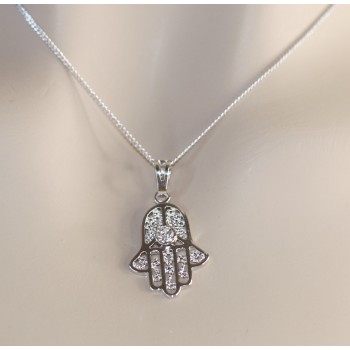 NonSoloArgenti |necklace hand of fatima with brilliant zirconia light point brass 18kgf woman