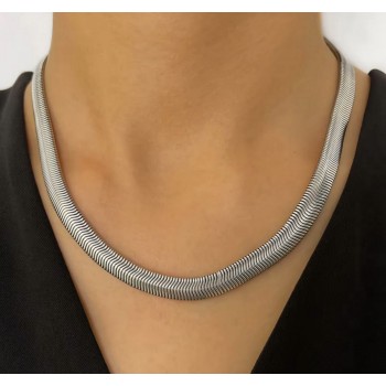 NonSoloArgenti|collier donna snake largo in acciaio anallergico silver collana