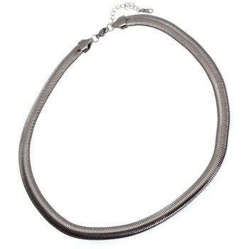 NonSoloArgenti |necklace for women wide snake in hypoallergenic steel silver