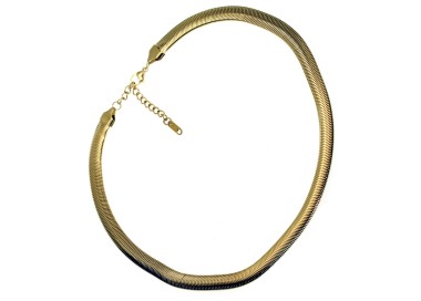 NonSoloArgenti |necklace for women wide snake in hypoallergenic steel plated yellow gold