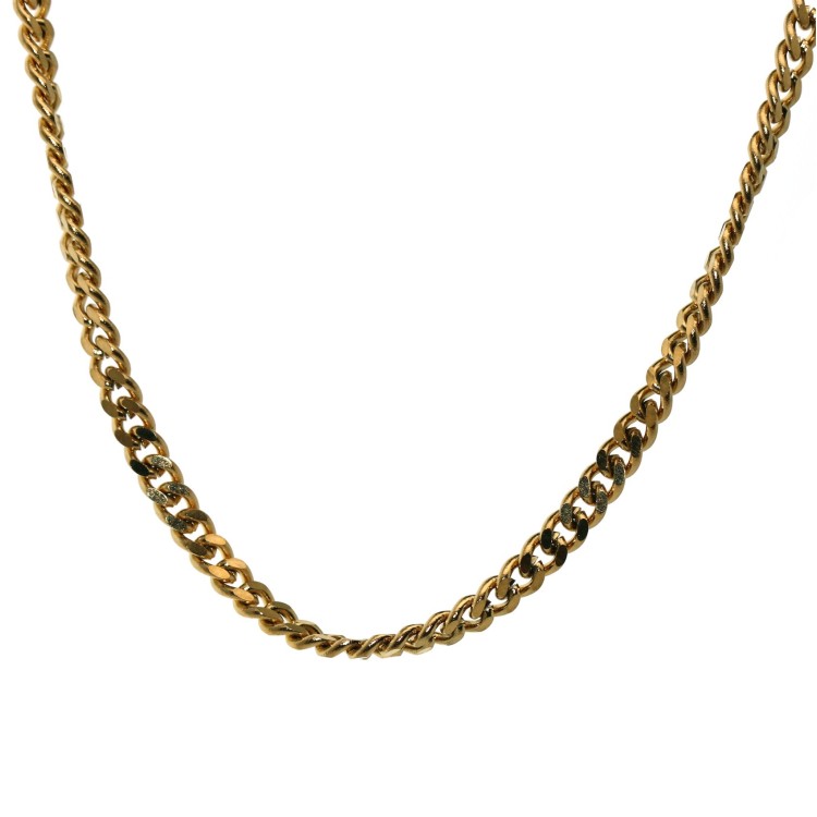 NonSoloArgenti |18kt yellow gold plated steel curb necklace 3mm long 60cm for men or women