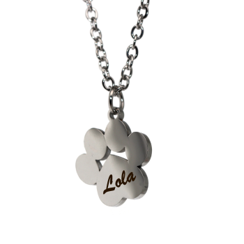 NonSoloArgenti |necklace steel paw dog cat personalized engraving silver